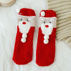 6 Pairs Cartoon Print Socks Fuzzy Warm Women's Stockings
