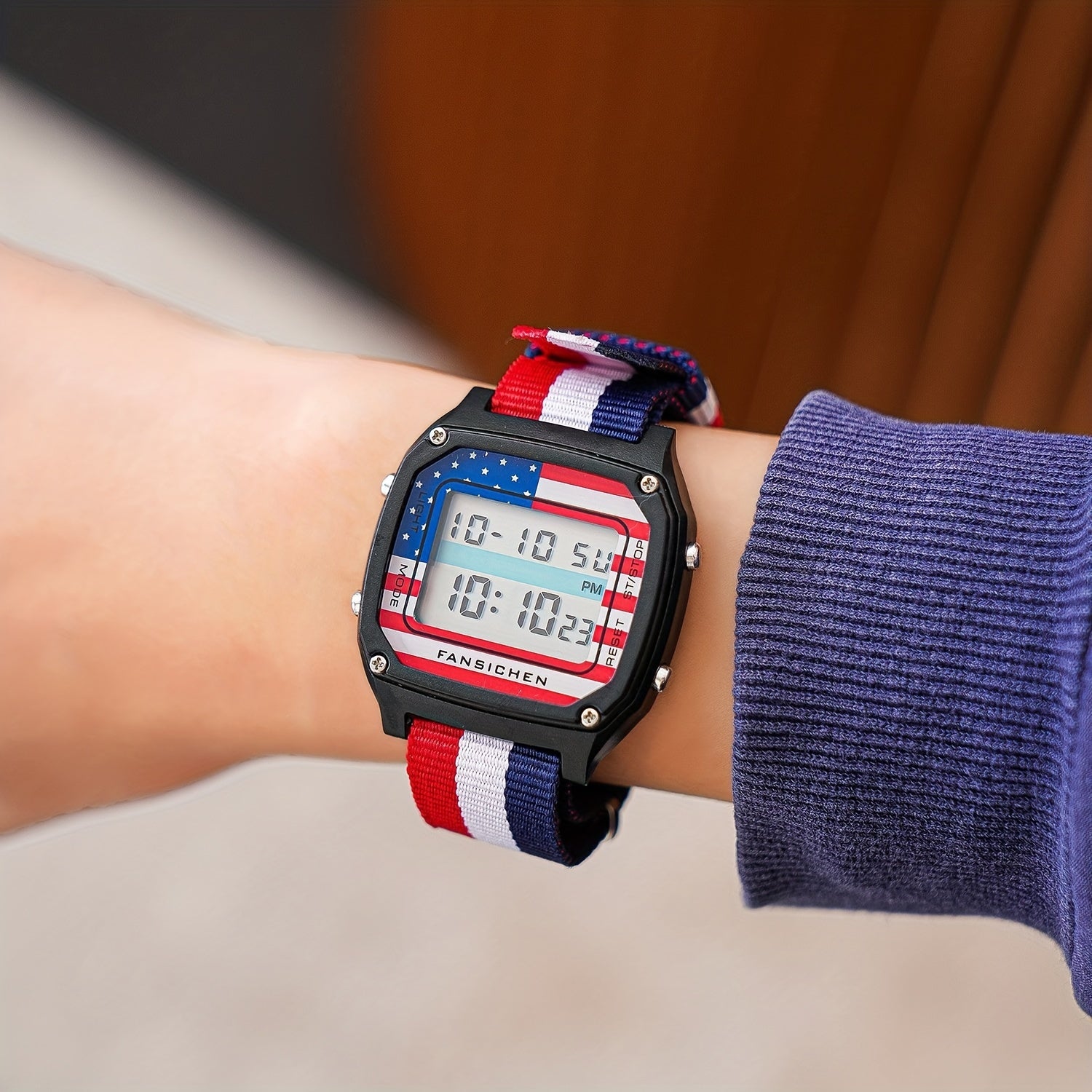 3024 Electronic Watch Woven Strap LED Display Time date