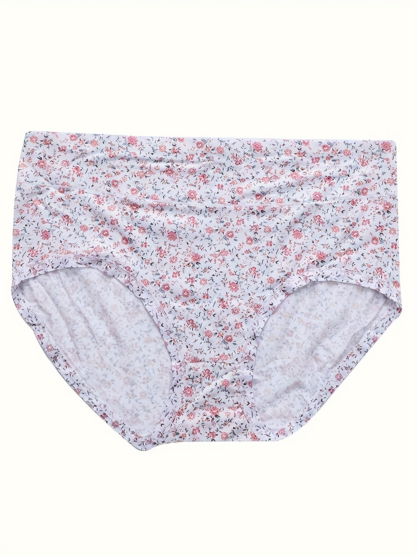 4 Pcs Women's Plus Ditsy Floral Print Comfort Briefs