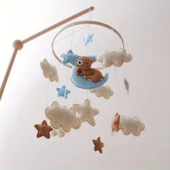 Handcrafted Baby Sheep & Moon Bed Bell Animal Shapes Bear Star Accen