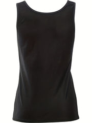 Women's Solid Crew Neck Tank Top Sleeveless Summer Casual Tank