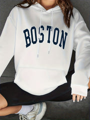 Women's Print Drawstring Loose Hoodie