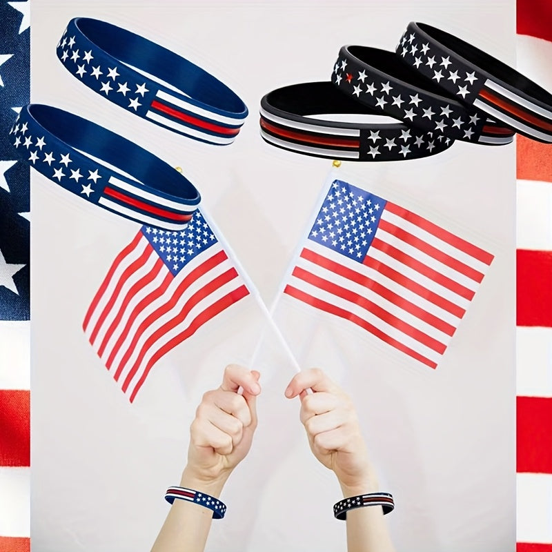 30pcs Independence Silicone Wristbands Patriotic Youth Party Favors