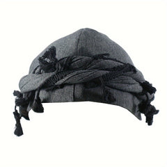 Vintage Twist Head Wraps Turban With Tassel for Men
