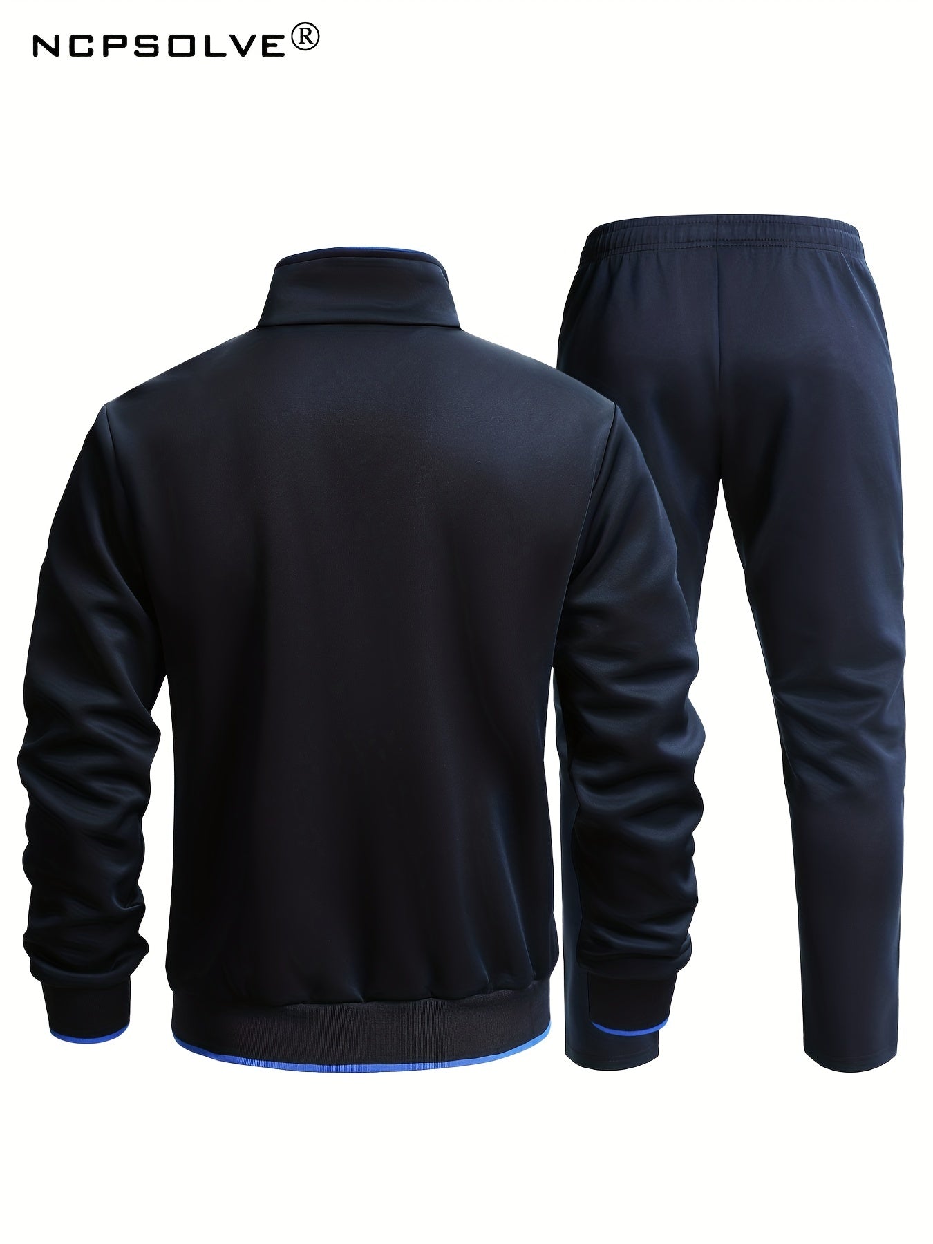 Men's Stand Collar Zip Up Jacket & Active Pants Set