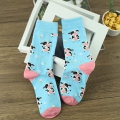 Cow Print Mid Tube Socks for Women