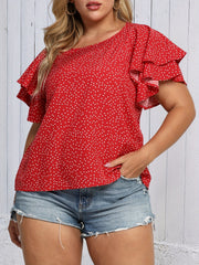Polka Dot Layered Sleeve Blouse
