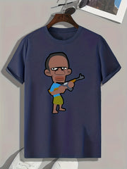 Cartoon Character Print Men's Graphic T-shirt for Summer
