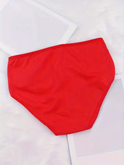 6pcs Heart Print Briefs Comfy & Breathable Intimates Panties