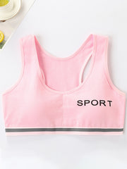 4pcs Teen Girls Cotton Sport Bra Stretchy Underwear Vest