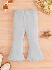 Toddler Baby Girl's Flared Pants 3pcs Outfit Ribbed Knit Leggings