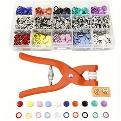 200pc Metal Snap Fastener Kit 10 Colors w/ Pliers Tool