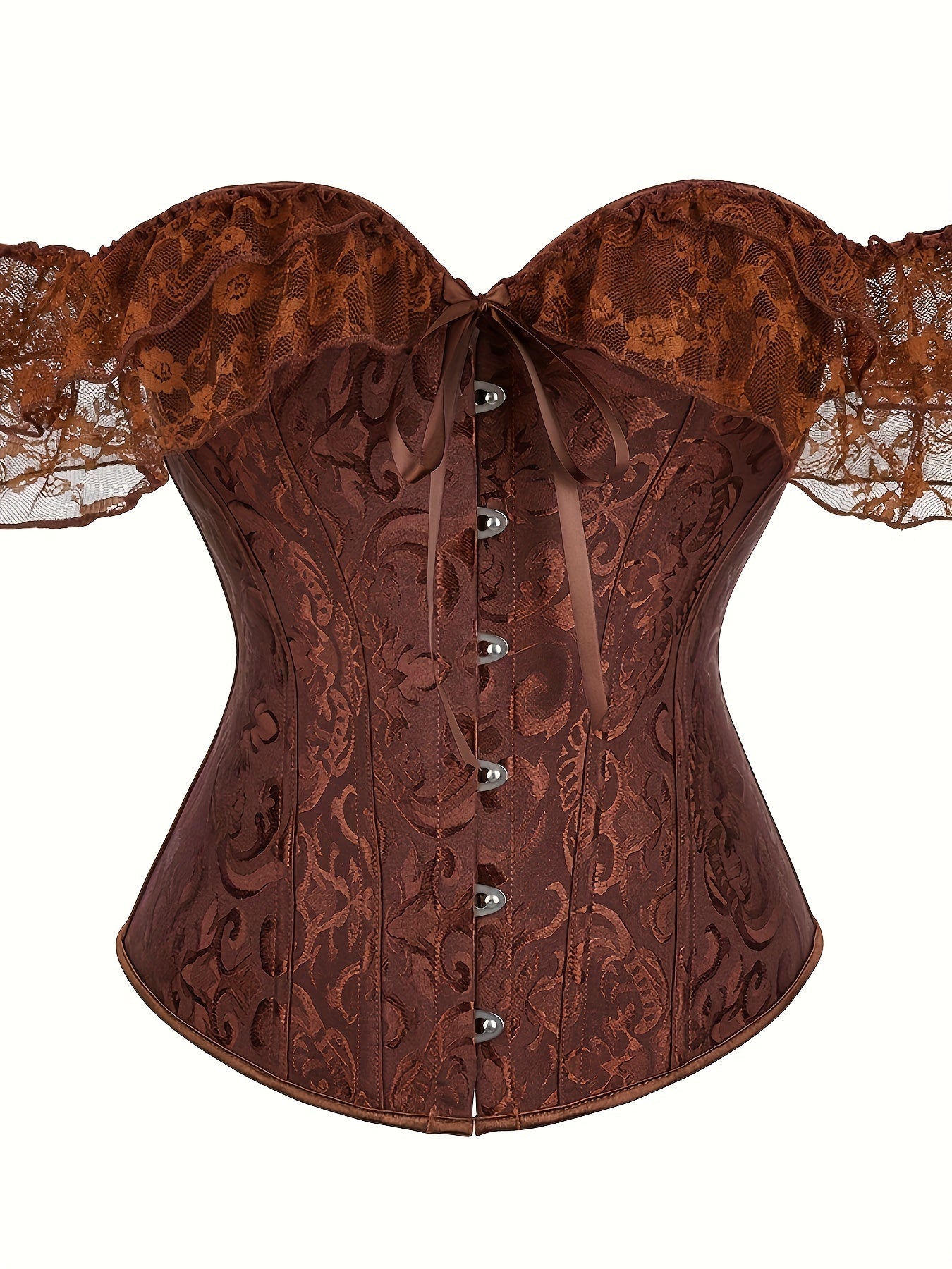 Lace Stitching Corset Bustier Tummy Control Jacquard Body Shaper