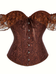 Lace Stitching Corset Bustier Tummy Control Jacquard Body Shaper