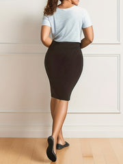 Plus Size Sexy Skirt Women's Plus Solid High Waist Bodycon Midi Pencil Skirt