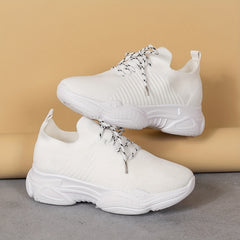 Women's Knit Platform Sneakers Lace Up Outdoor Shoes