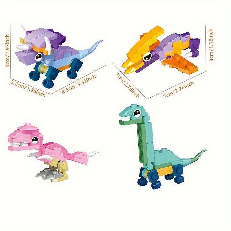 12-in-1 Dinosaur Building Block Set - Create 12 Animals or Large Dinosaurs