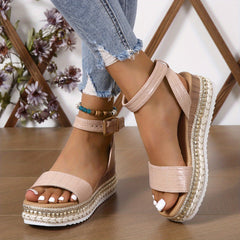 Women's Rivet Platform Wedge Sandals Buckle Strap Comfort Beach Shoes