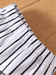 2pcs Boys Lucky Baby Number 167 Striped T-shirt & Shorts Set