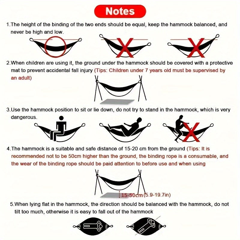 Portable Anti-rollover Hammock for Camping with Ropes