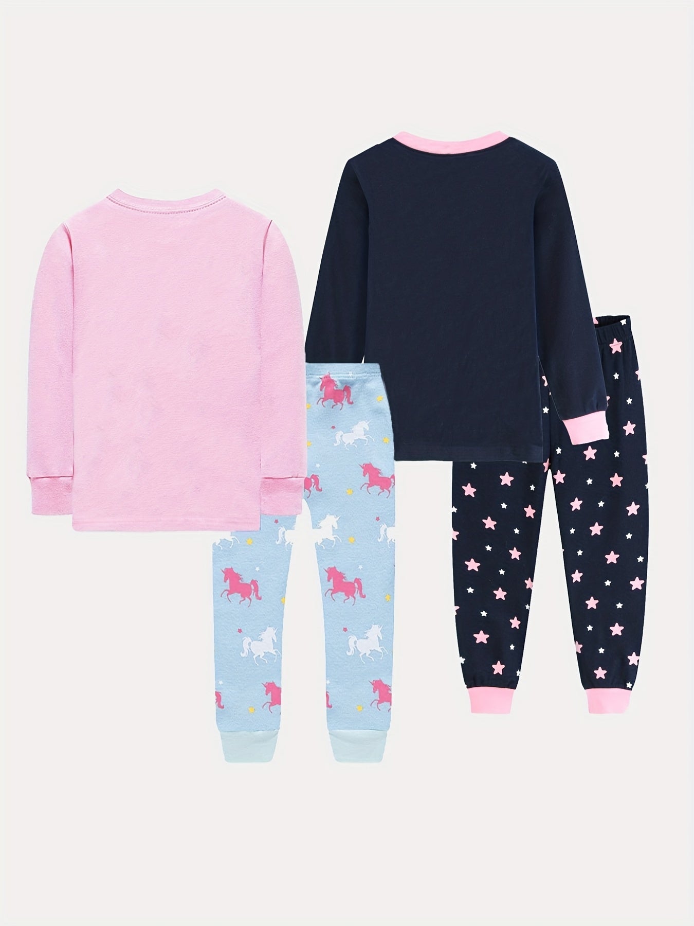 Kid's Unicorn Star Cotton Pajama Set Long Sleeve Top & Pants Girl's Loungewear