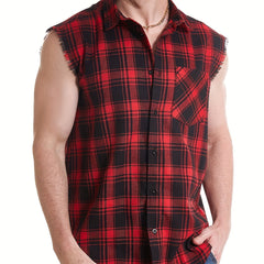 Plaid Print Sleeveless Shirt for Summer