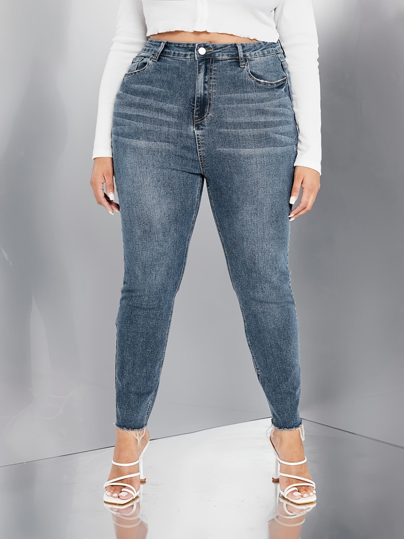 Skinny Jeans High Rise Slim Fit Stretch Denim Pants