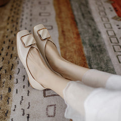 Women's Lightweight Slip-On Loafers Soft Sole Metal Buckle Decor