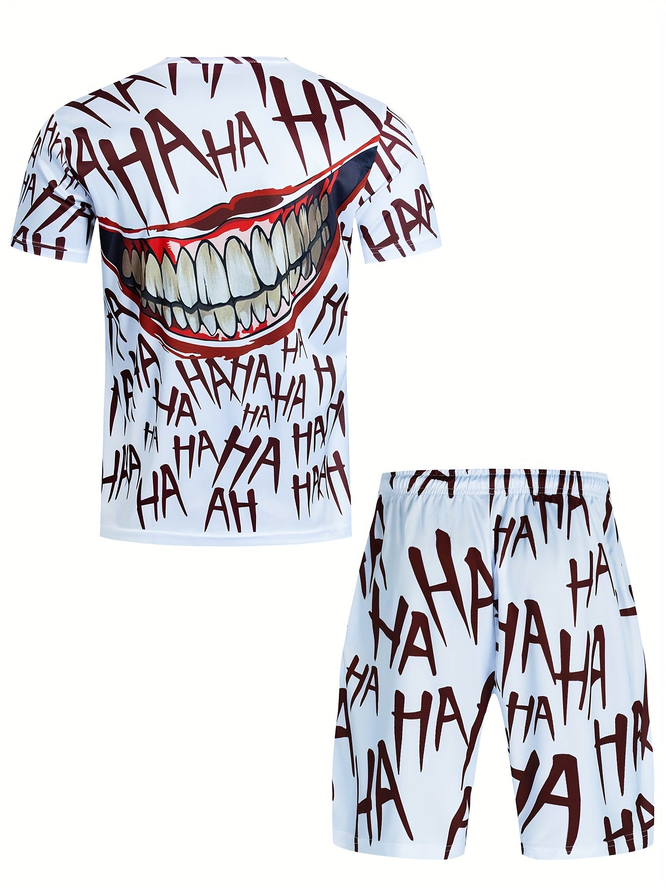 Men's Grimace Print T-shirt & Shorts Set for Sports