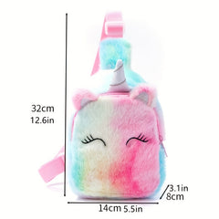 Kids Cartoon Plush Chest Bag Shoulder Bag Travel Backpack Girls
