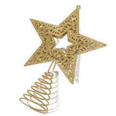 Golden Iron Hollow Five-pointed Star Christmas Tree Topper