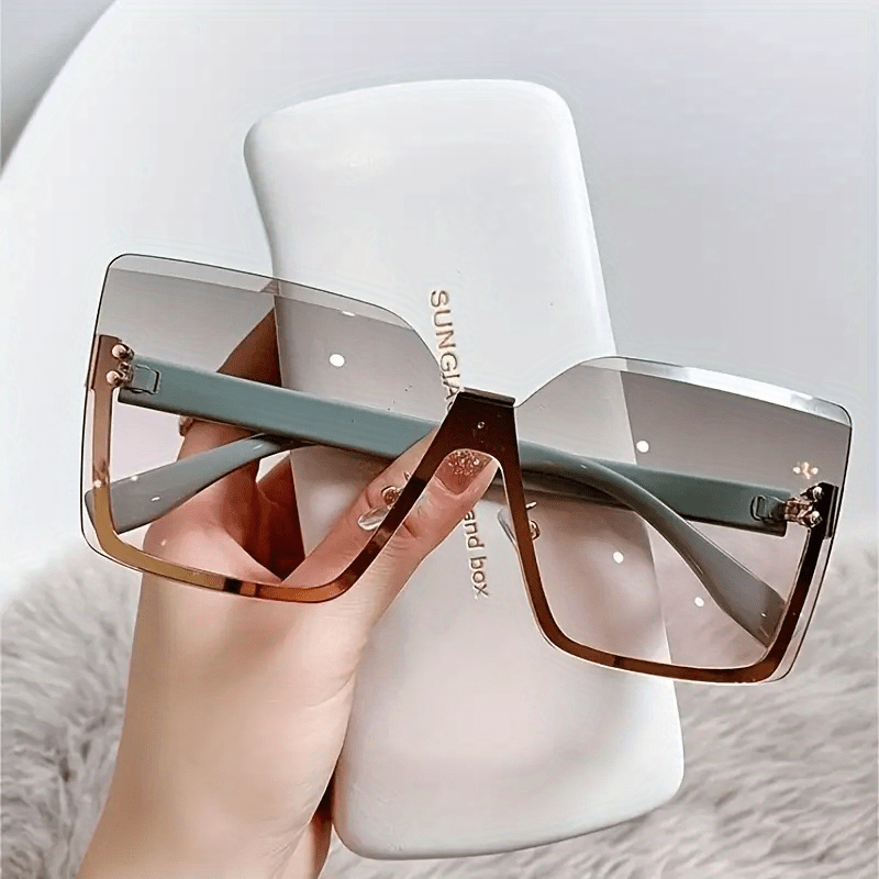 Oversized Rimless Sunglasses Gradient Glasses UV400