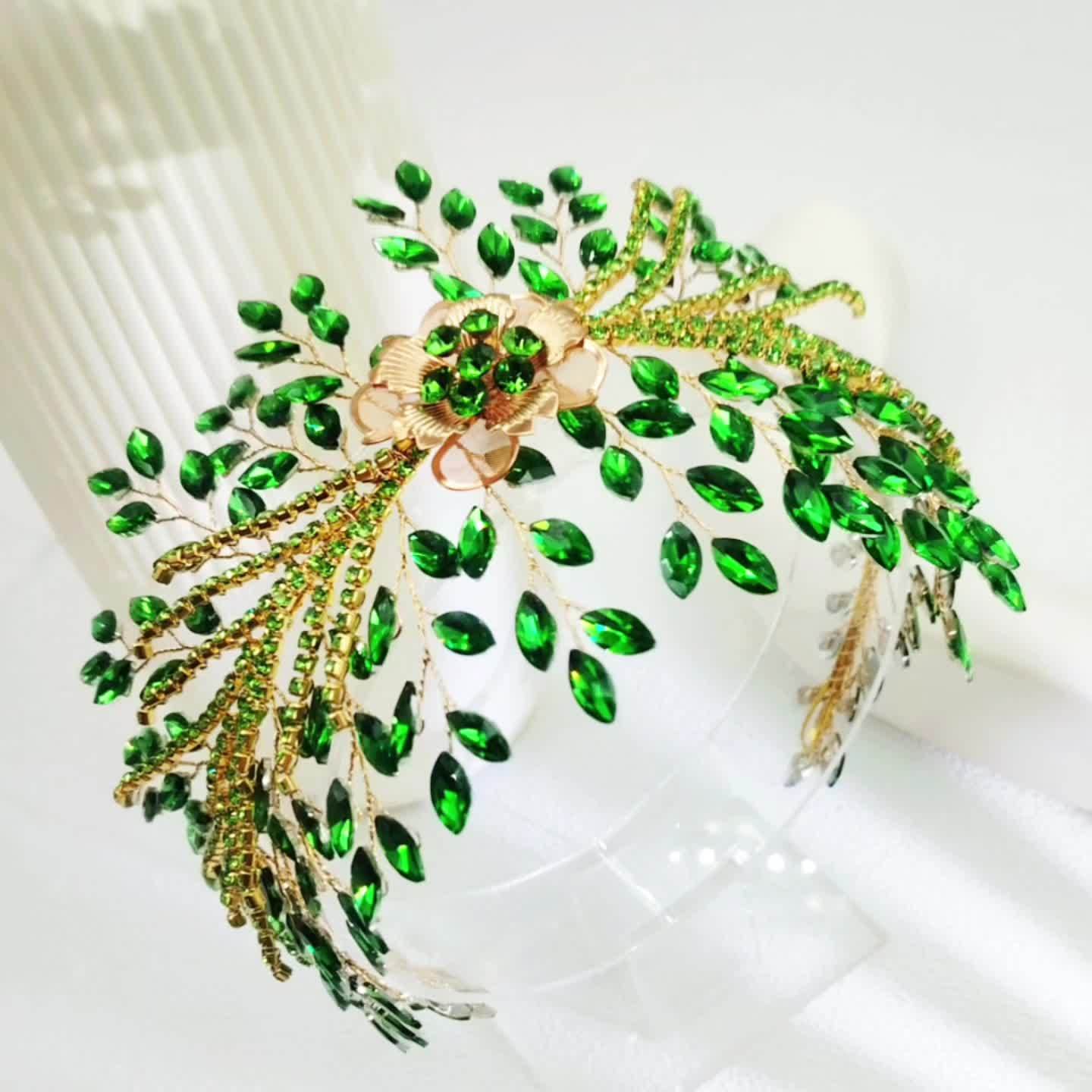 Bohemian Green Rhinestone Hairpiece for Women Halloween Night Out