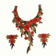 3pcs 3D Lace Embroidery Cloth Patch Collar Applique Set