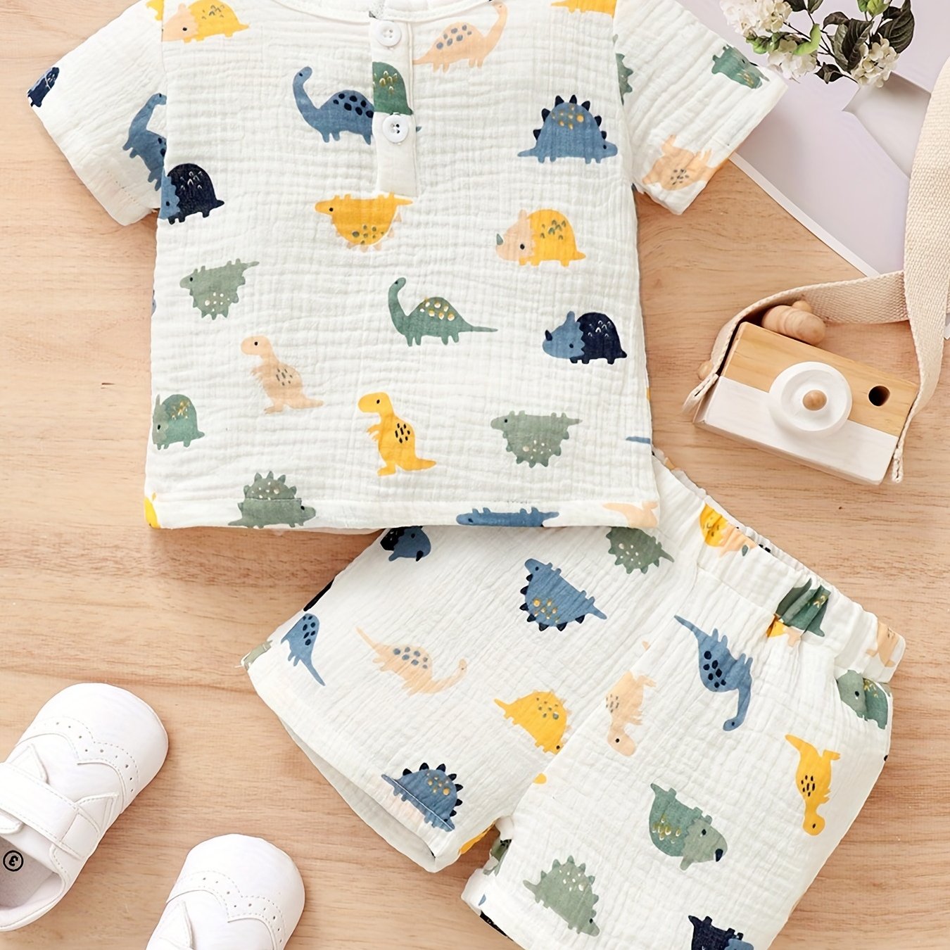 Baby Boys 2pcs Animal Pattern Short Sleeve Shorts Summer Set