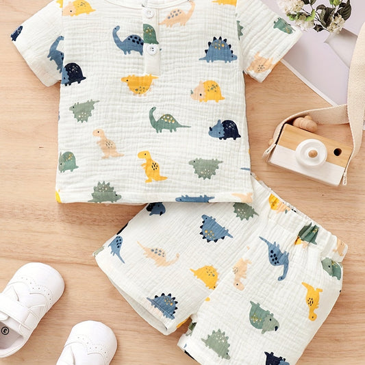 Baby Boys 2pcs Animal Pattern Short Sleeve Shorts Summer Set