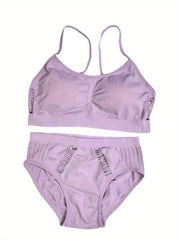 Girls 2pcs Bralette Top & Briefs Set Sports Yoga Bra Vibrant Underwear 12-15Y