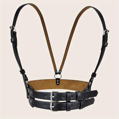 Punk Body Harness Belt PU Leather Double Pin Buckle Waistband