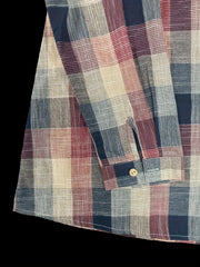 Colorblock Grid Print Button Up Blouse
