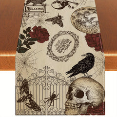 Polyester Table Runner Halloween Gothic Skull Tablecloth