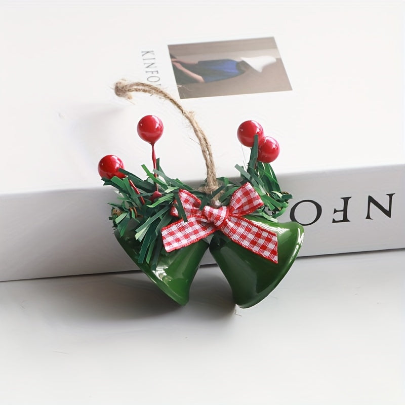 4pcs Christmas Bell Ornaments Red Green Golden Tree Decoration Gift