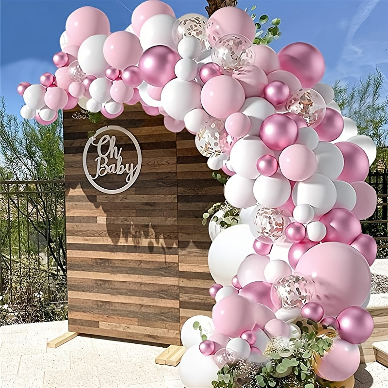 Pink Balloons Arch Wreath Set for Baby Girl Shower Decor