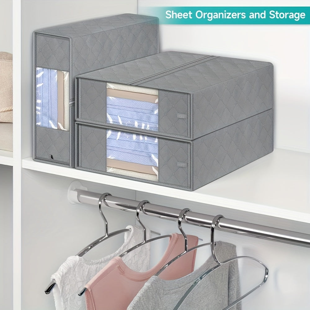 1pc Bed Sheet Organize Box Foldable Cube Storage Box Grey Fabric Storage Case