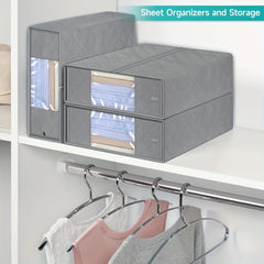 1pc Bed Sheet Organize Box Foldable Cube Storage Box Grey Fabric Storage Case