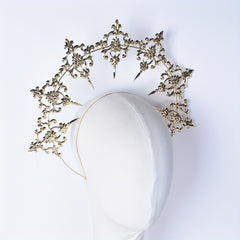Large Goddess Crown Headband Golden Hair Accessories