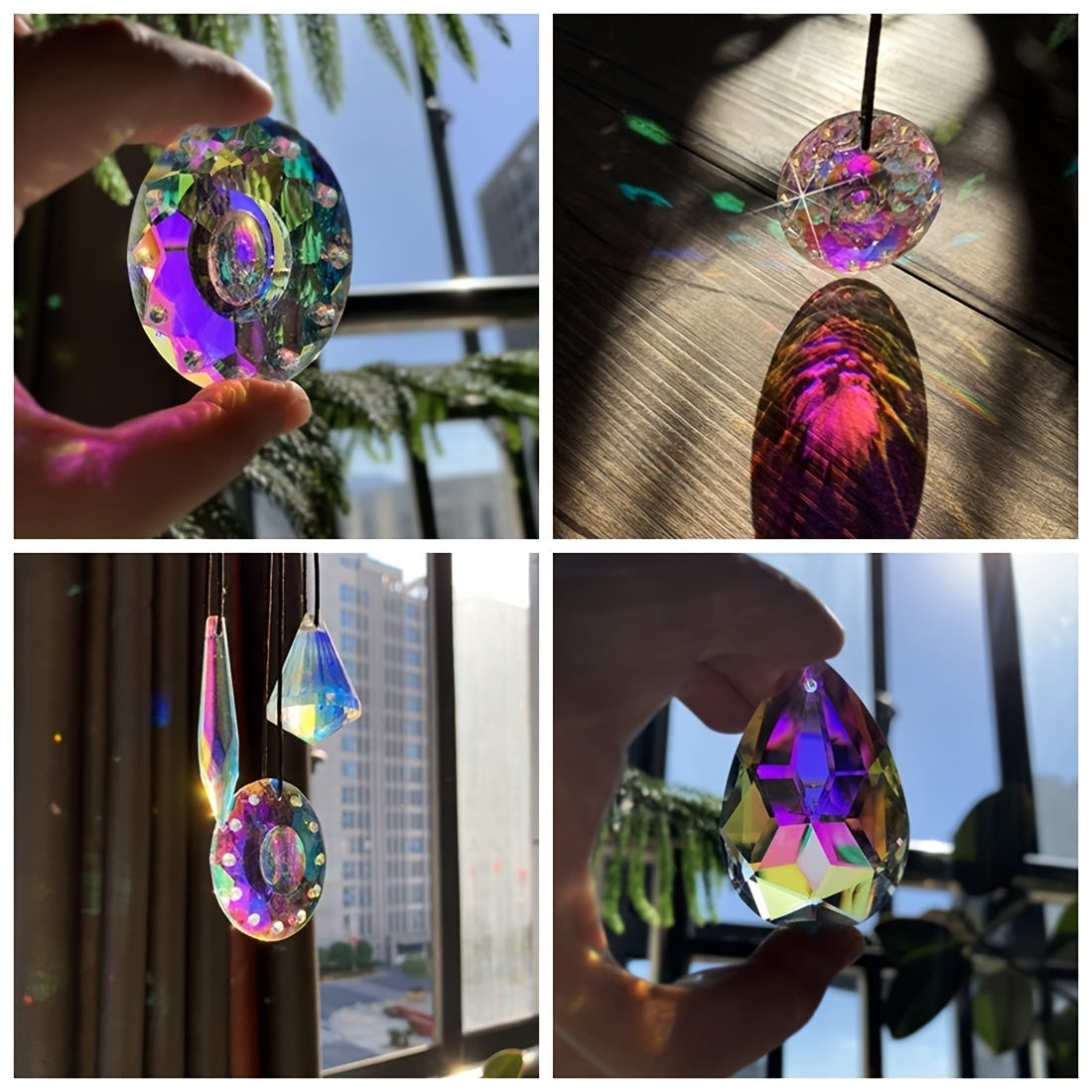 10pcs Colorful Crystal Chandelier Light Drops Pendants Prisms Hanging