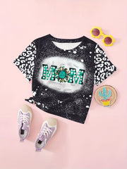 Leopard Print MOM Graphic Short Sleeve T shirt Girls Summer Clothes Sports
