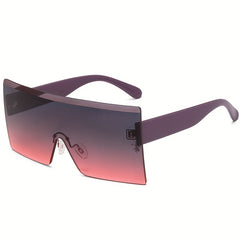 Y2K Rimless Sunglasses Large Tinted Gradient Sun Shades UV400