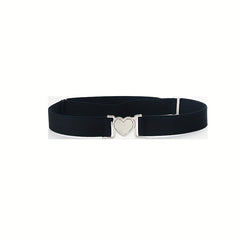 Girls Elastic Waist Belt Heart Buckle Stretch Jeans Pants Dress