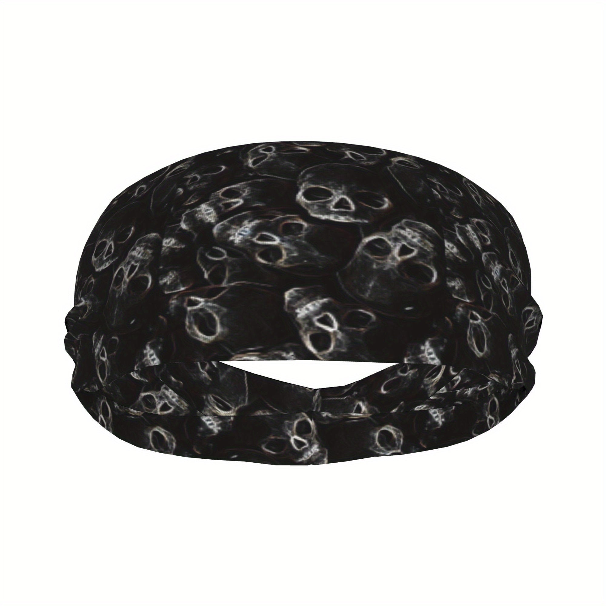 Skull Print Unisex Sports Headband Sweat Wicking Stretchy & Breathable Polyester